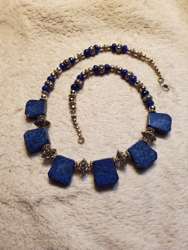 Etruscan Style Lapis Lazuli Statement Necklace