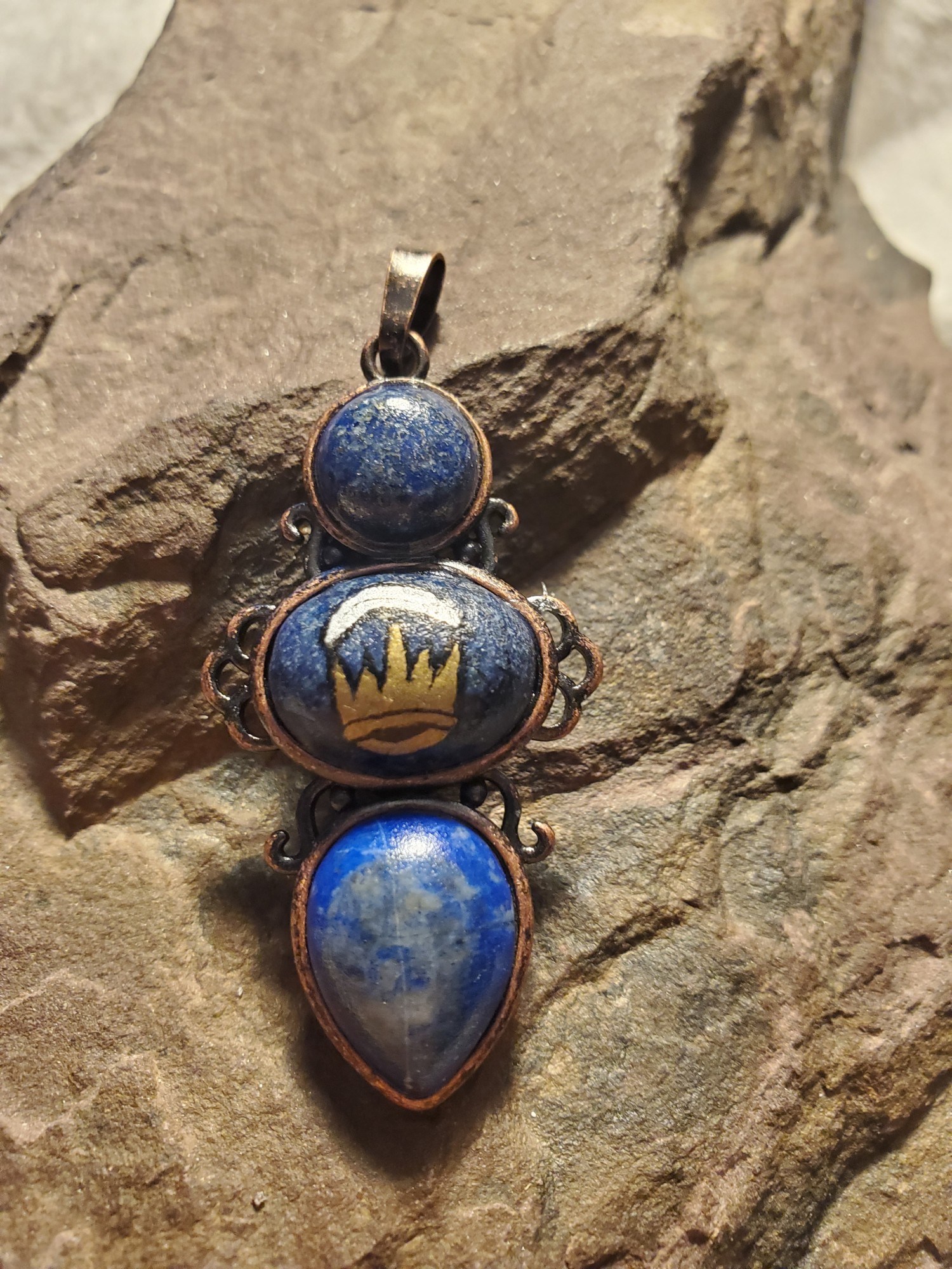 Silver Crescent East Kingdom Triple Copper Pendant
