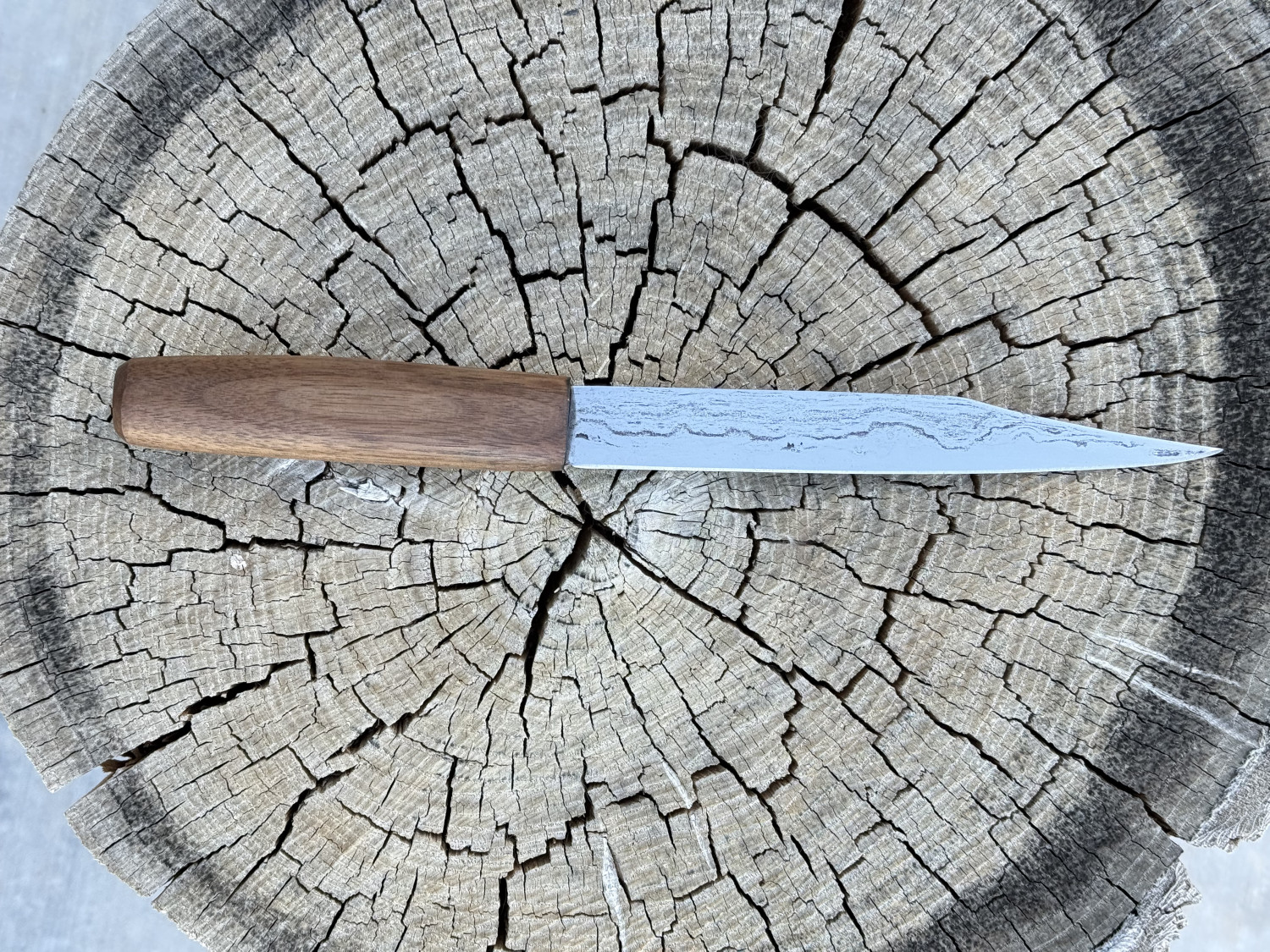 Broke Back Seax. Sanmai, Wrought Iron over 1075