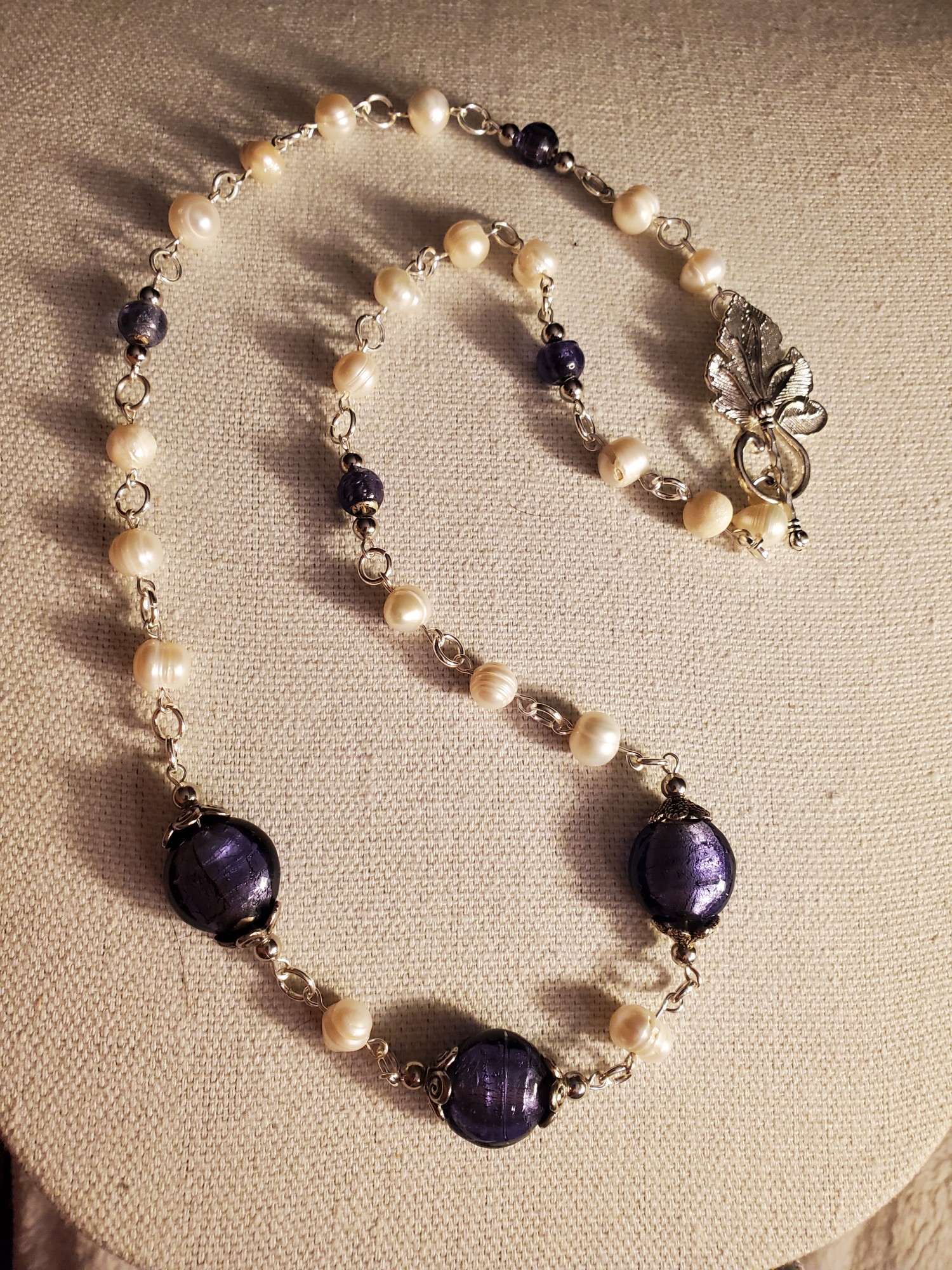 Ravenna Lavender Lamp Work Pearl Necklace