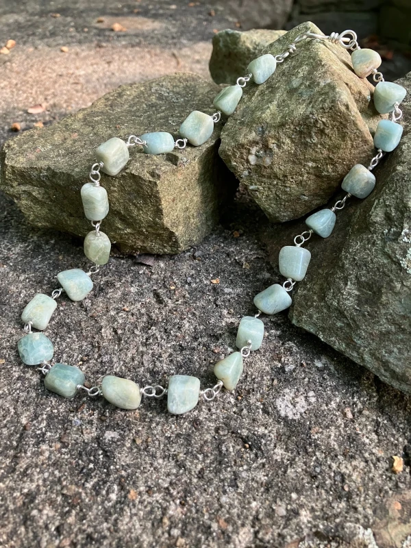 Beryl and Sterling Silver Ancient Roman Style Gemstone Chain