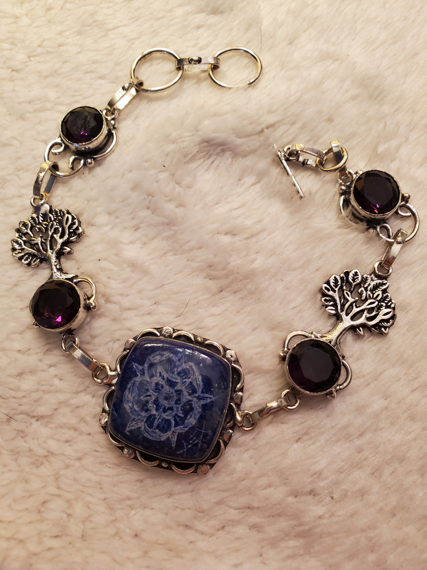 Tudor Rose Intaglio Sterling Silver Bracelet