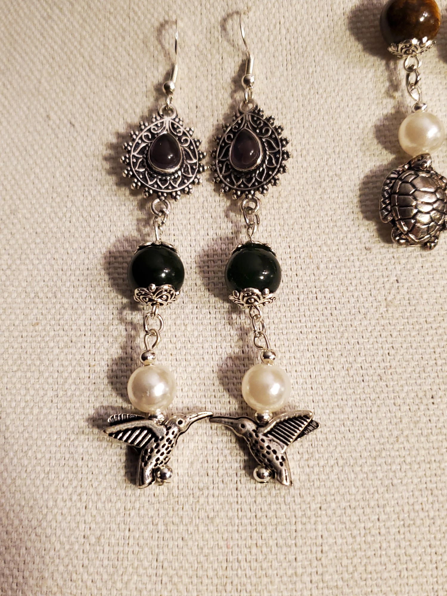 Humming Bird Amethyst Sterling Ear Rings