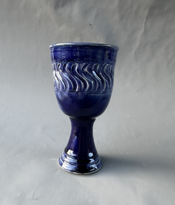 Blue Carved Goblet