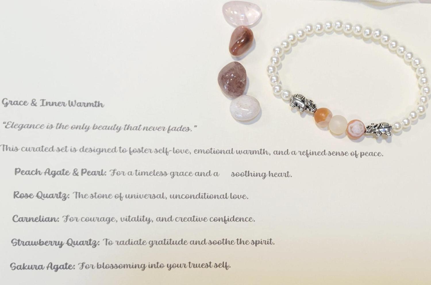 Gemstone Intention Beaded Bracelet With 4 Crystals & Intent Card| Metaphysical Healing