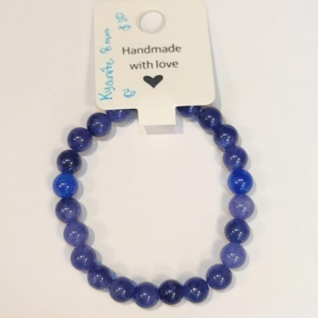 Natural Crystal Kyanite Beaded Bracelet 8"