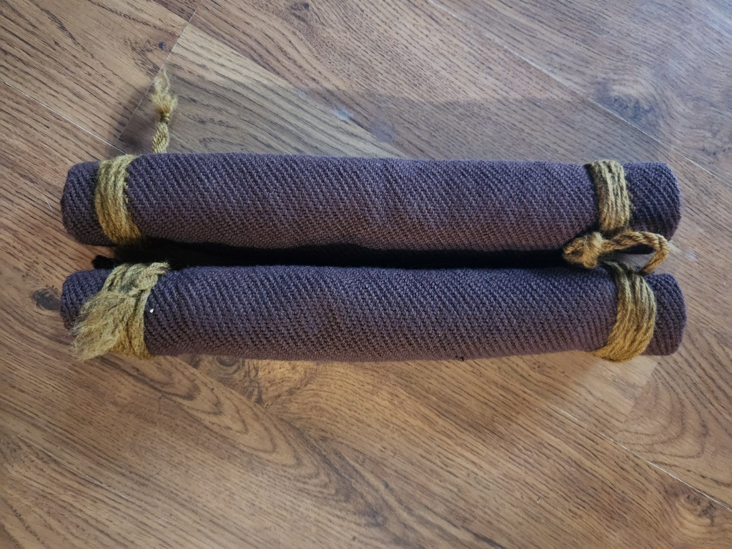 Roman Fascia, Puntees, Leg Wraps Brown w/dark gold ties