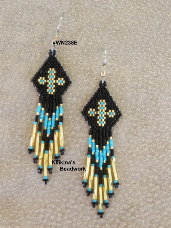 Native American Style Beaded Earrings - Celtic Cross Earrings - Made by Kilikina