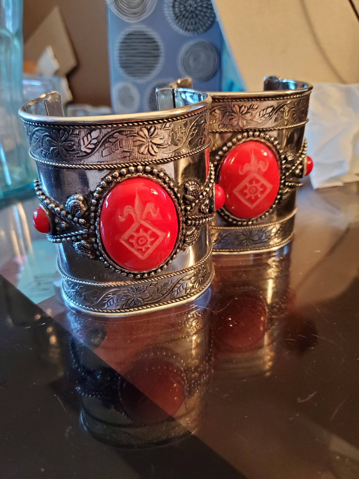 Order of the Mark Red Agate Cuff Bracelet Set