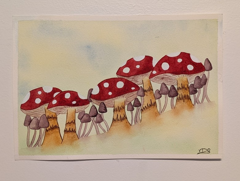 "March of the Mushrooms" Watercolor Painting