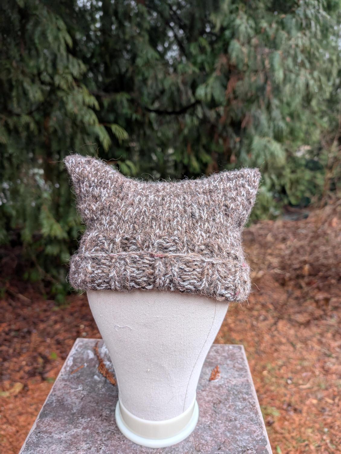 Knitted cat hat, alpaca and wool