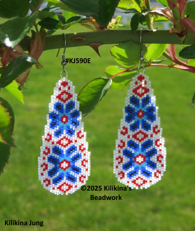 Native American Style Beaded Earrings - Beaded Southwestern Earrings - Beaded Earrings - Beaded Flower Earrings - Made by Kilikina