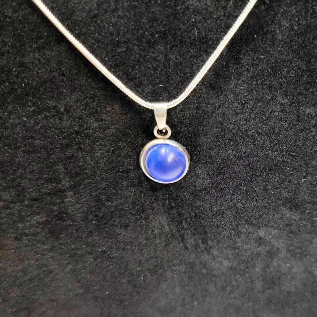 Dark blue crystal rhinestone 925 stamped sterling silver necklace