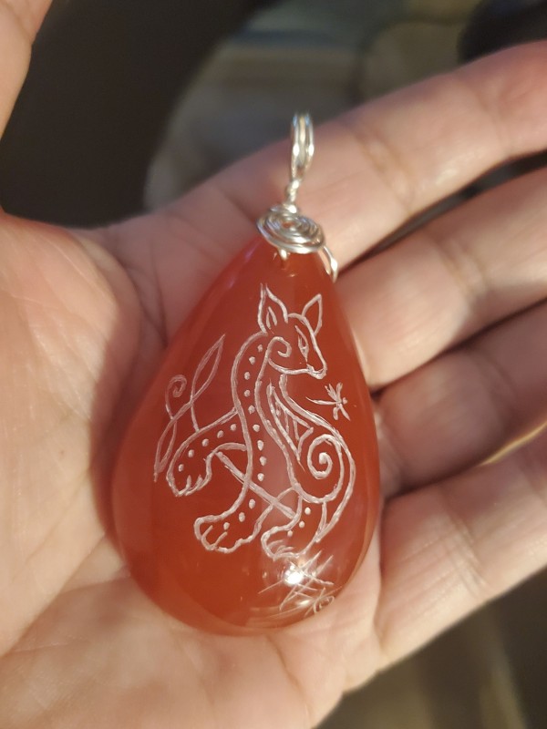 Celtic Cat Copal Amber Pendant