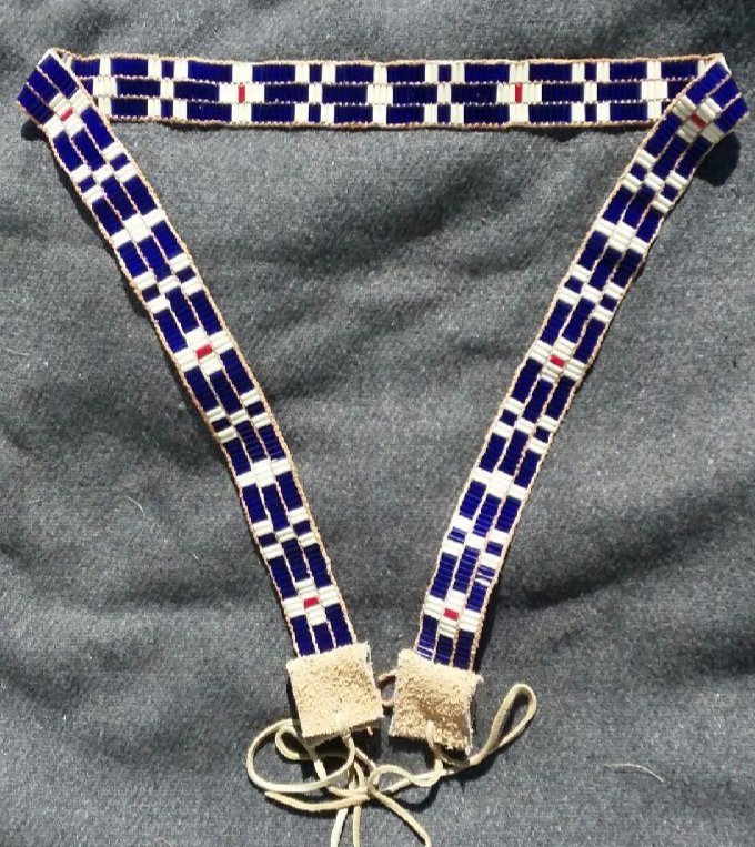 Handmade wampum belt strap red white blue