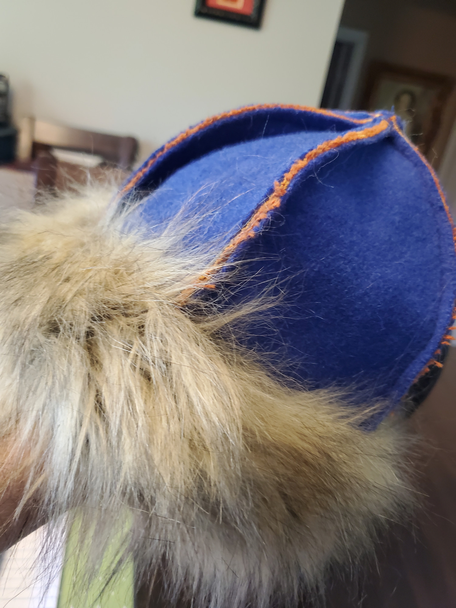 Viking Hat Royal Blue and Gold Wool small