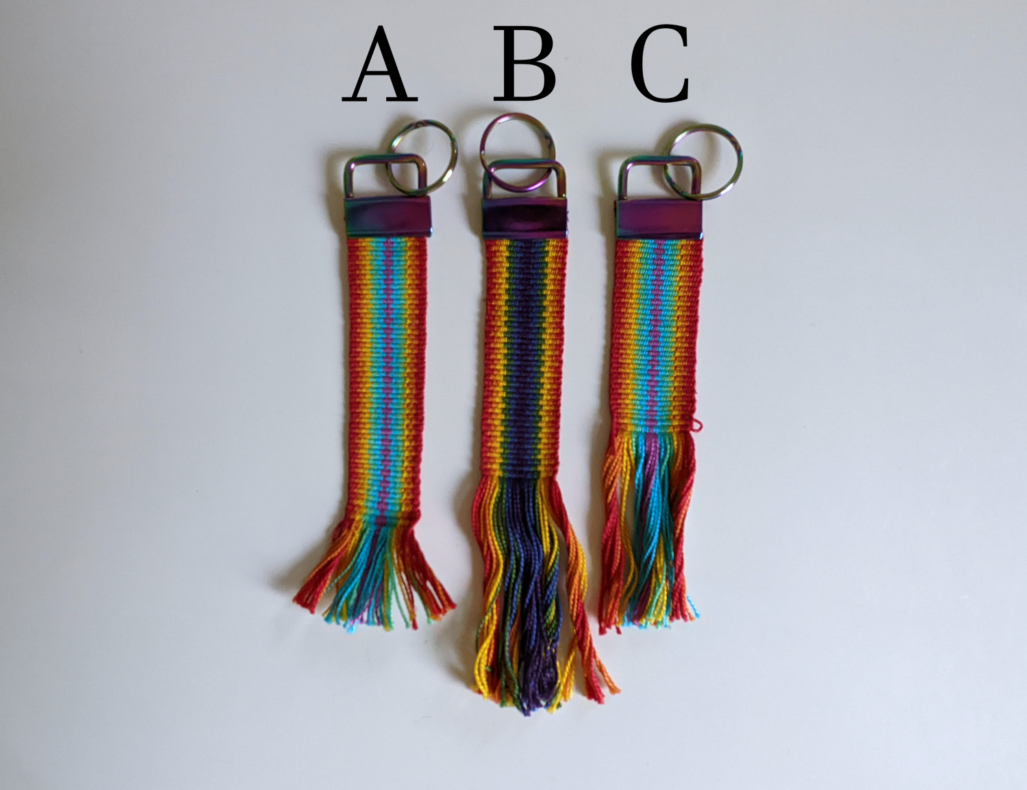 Handwoven Rainbow Pride Keychain