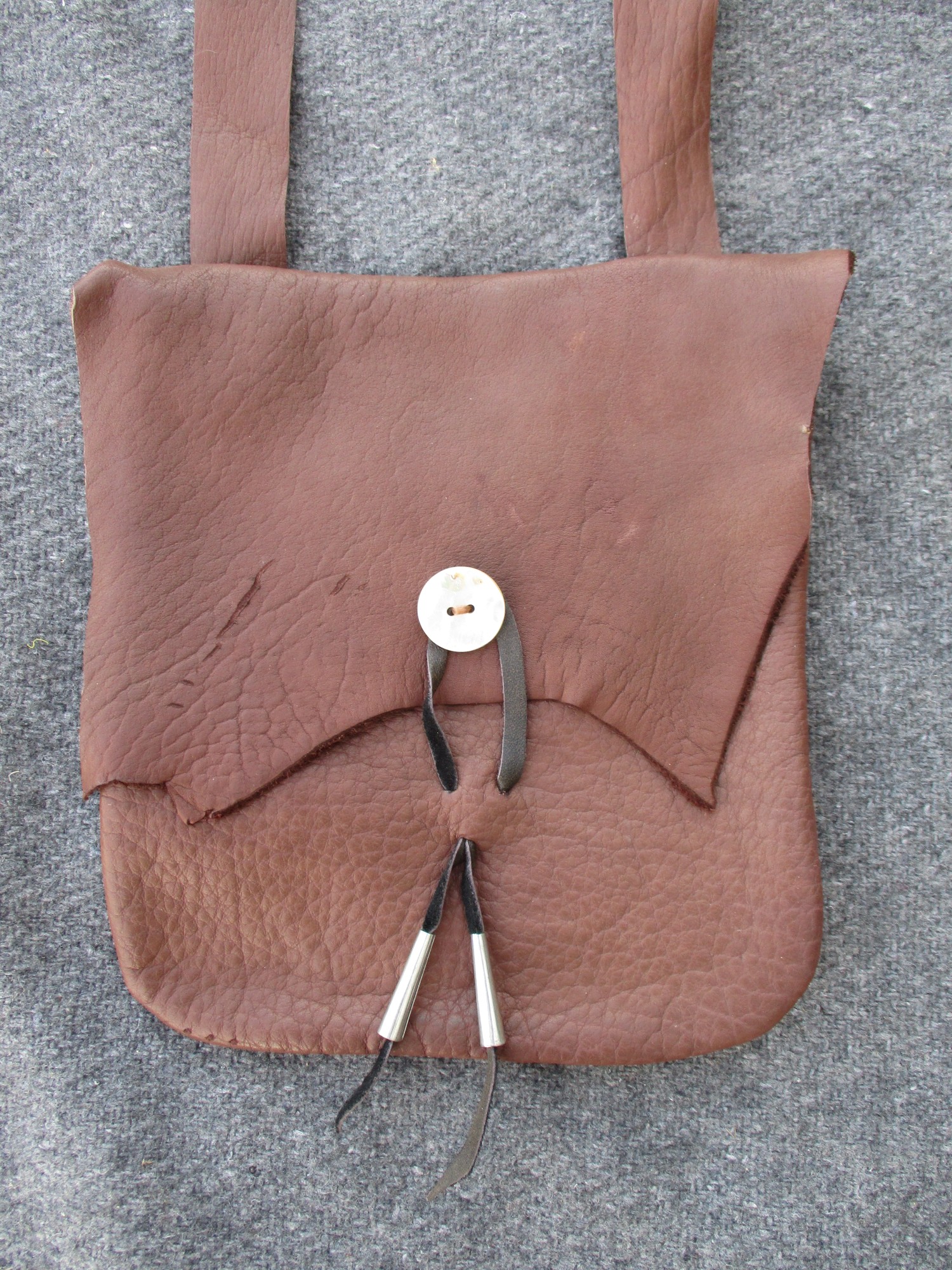 Handmade buffalo bison leather crossbody pouch purse
