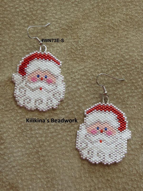 Santa Claus Earrings - Beaded Santa Claus Earrings - Beaded Christmas Earrings - Saint Nick Earrings - Santa Earrings - Made by Kilikina