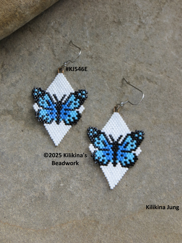 Native American Style Beaded Butterfly Earrings - Beaded Butterfly Earrings Made by Kilikina