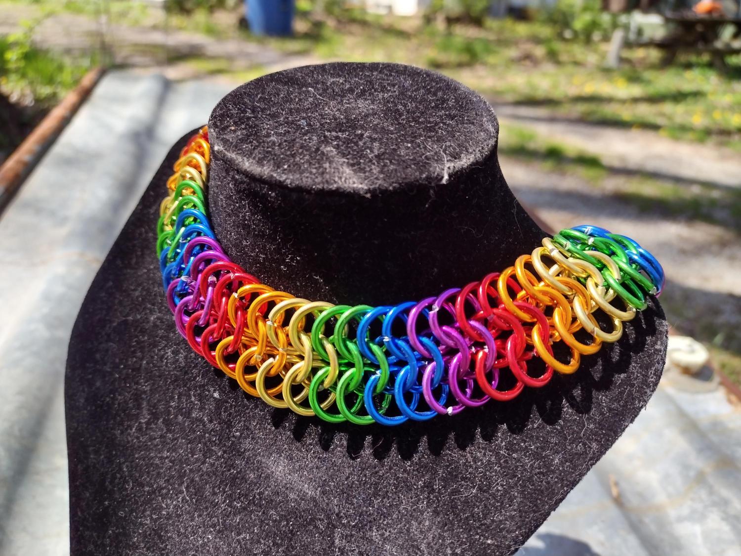 Rainbow Chainmail Choker