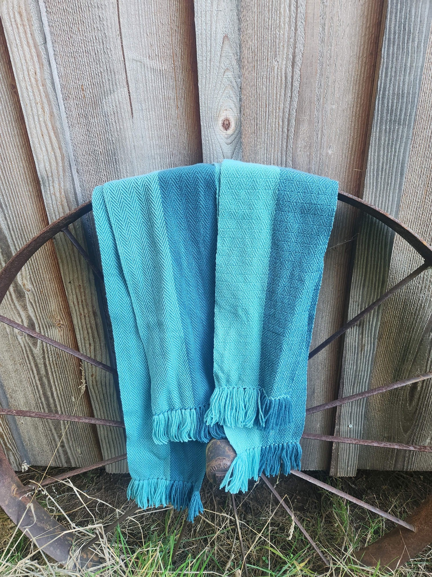 Teal Scarf 100% wool, 2 pattern options