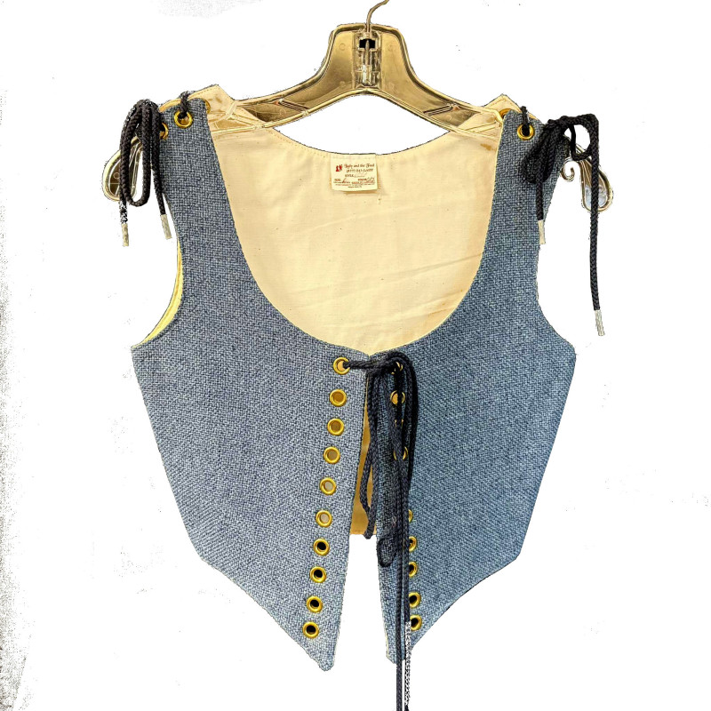 Renaissance Blue Bodice with Shoulder Laces Reversible Boned New Approx Sz 6