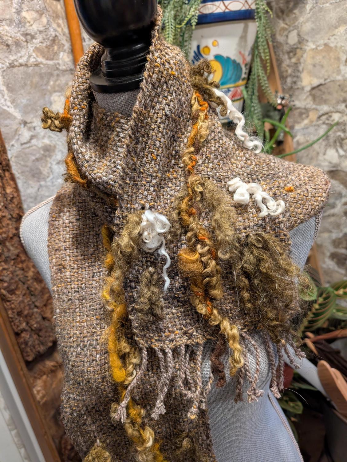 Handwoven, Handwoven wool and cotton scarf