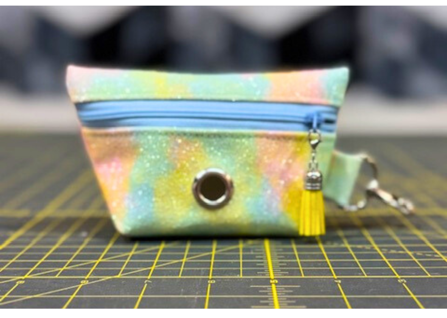 Pastel Splash Glitter Waste Bag Dispenser – Handmade Clip-On Pouch for Dog Walks