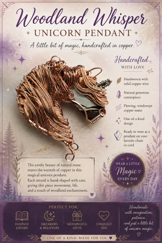 Starlight" – Handcrafted Copper Unicorn Pendant