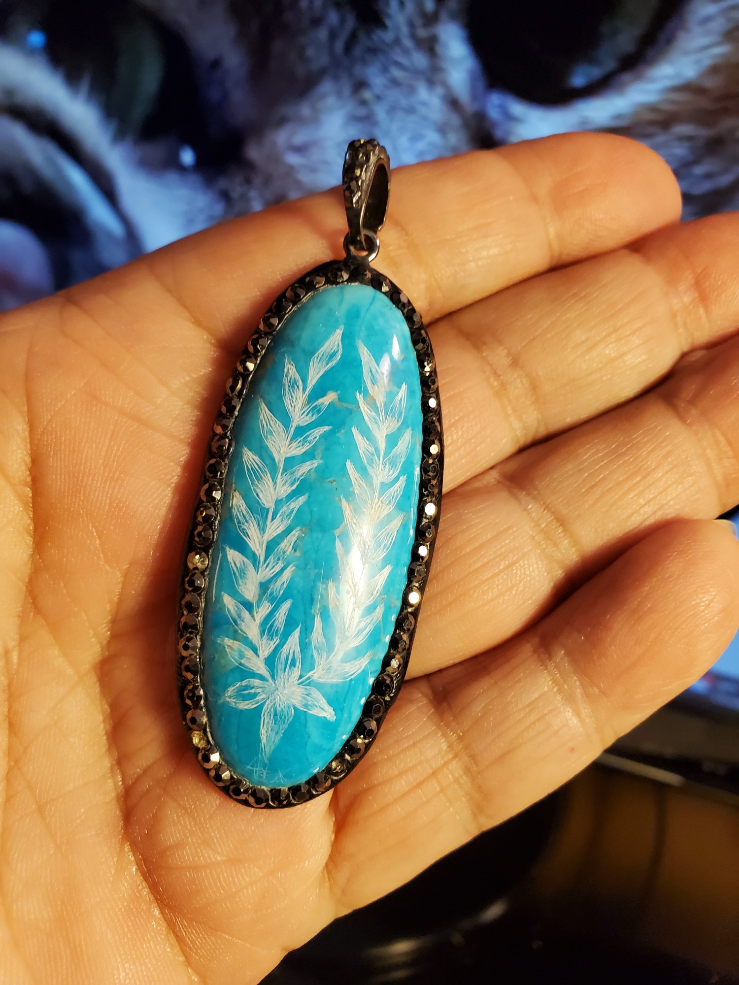 Laurel Intaglio Turquoise Pendant