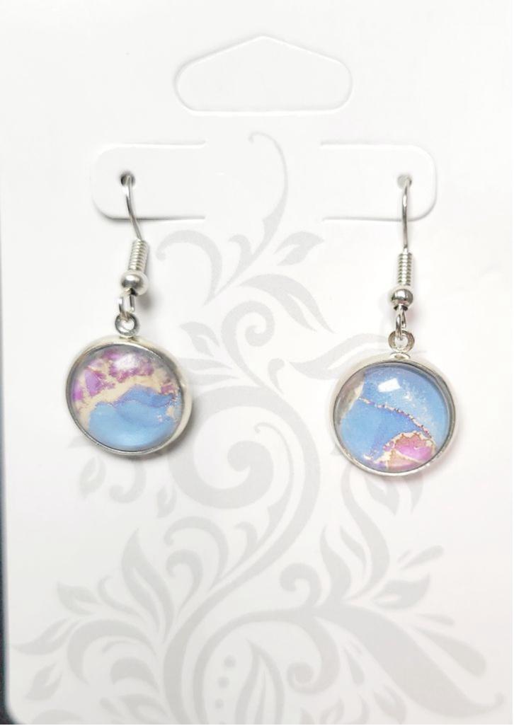 Artisan marbled dangle drop earrings