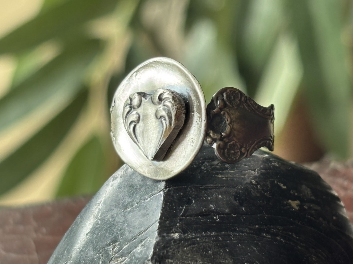 Cute heart sterling silver ring spoon ring large size 10