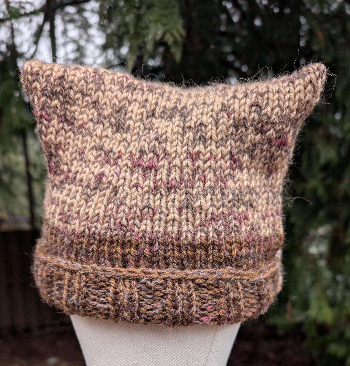 Knitted cat hat, alpaca and wool