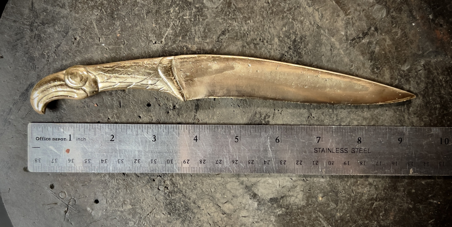 Bronze Scythian-styled raptor utility knife