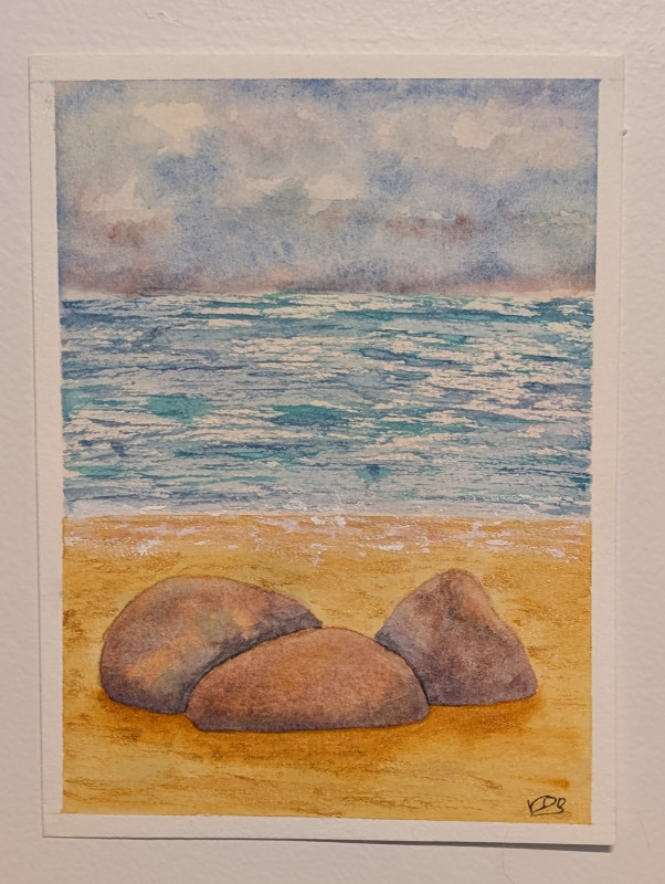 "Beach Pebbles" Watercolor Painting