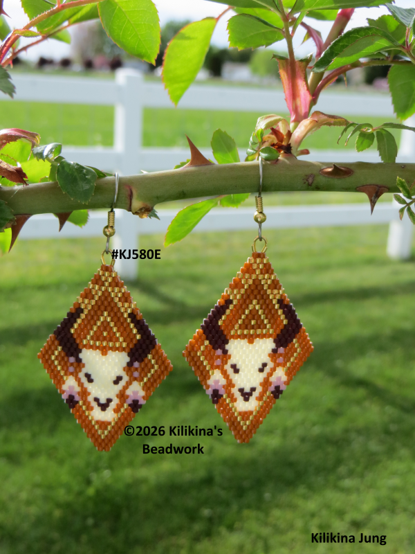 Bull Skull Earrings - Native American Style Beaded Bull Skull Earrings - Beaded Bull Skull Earrings - Made by Kilikina