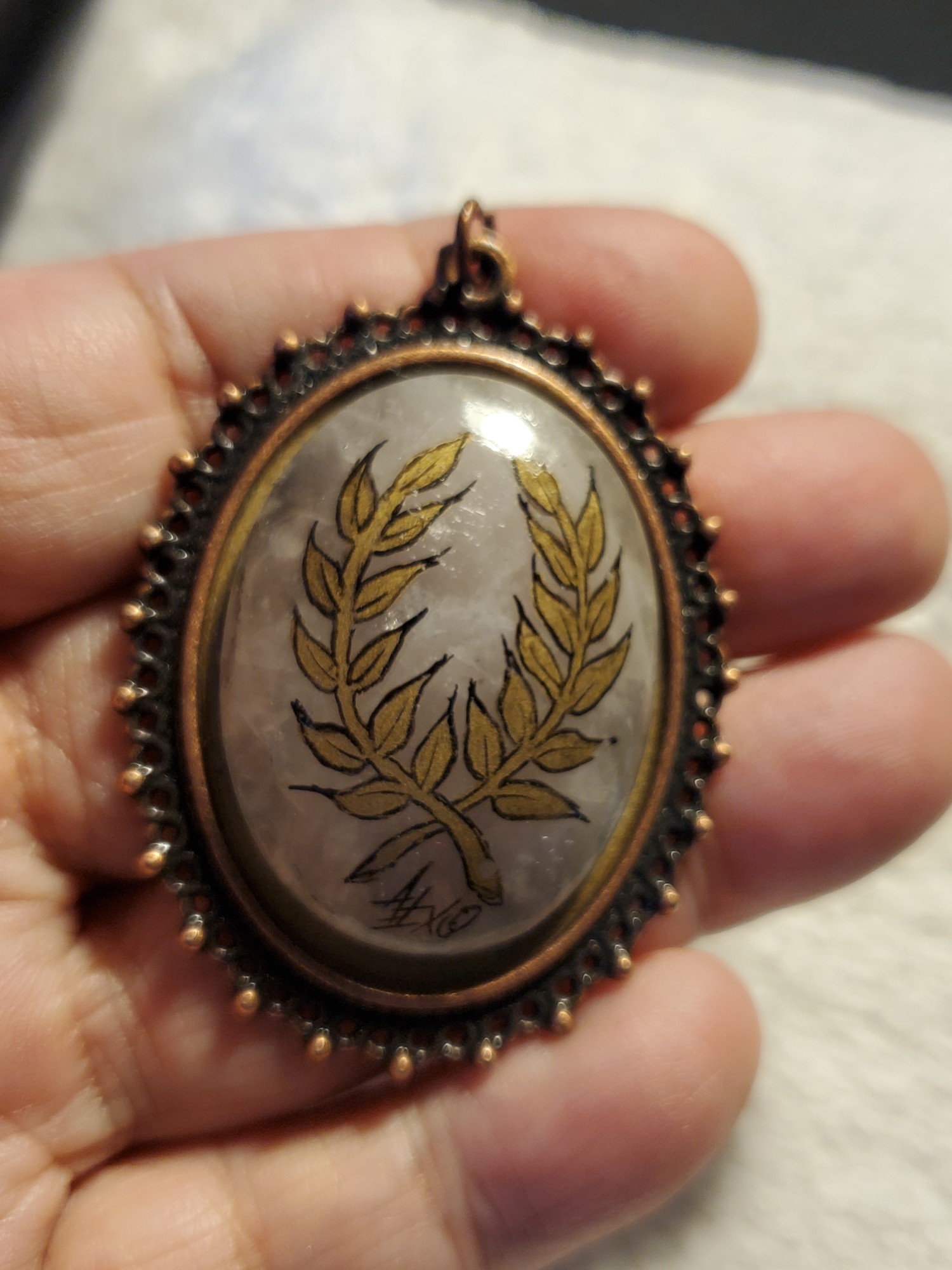 Laurel Rock Crystal Copper Pendant