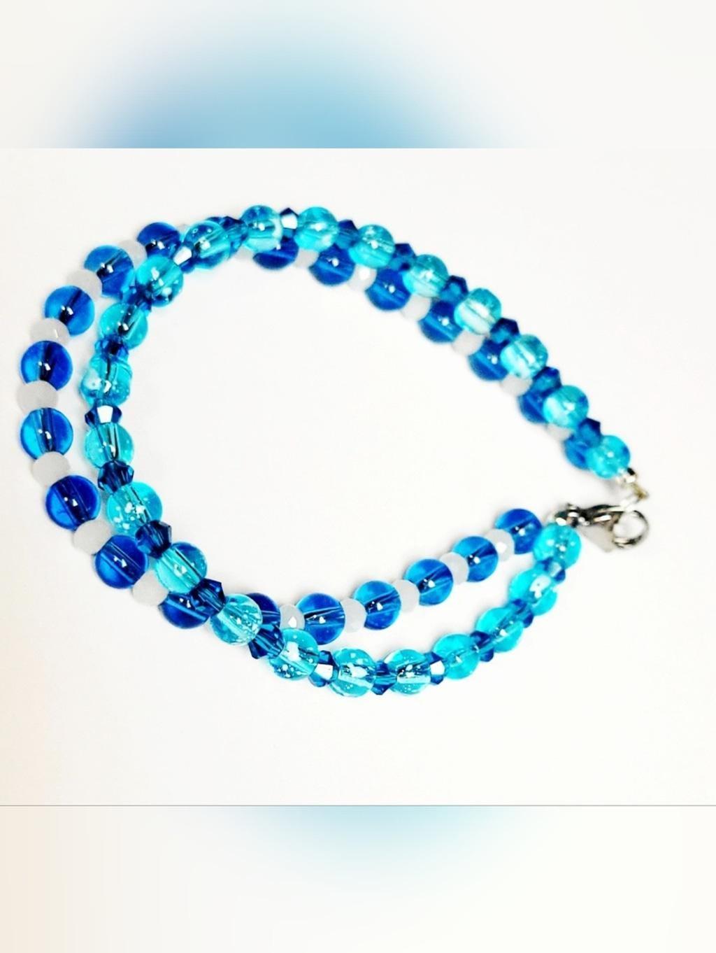 Glass & Faceted AB Bicone beaded double stranded bracelet 6"