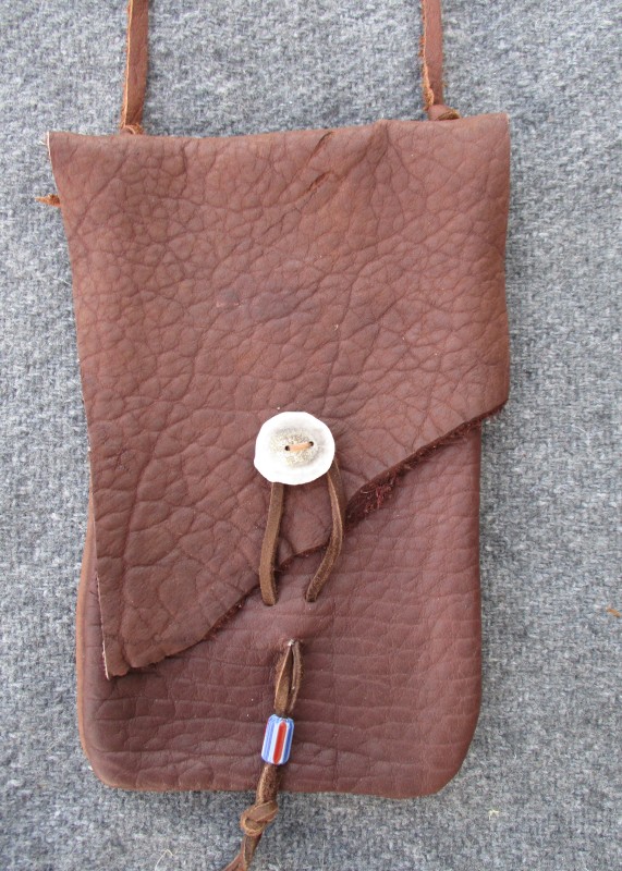 Buffalo bison leather pouch crossbody bag