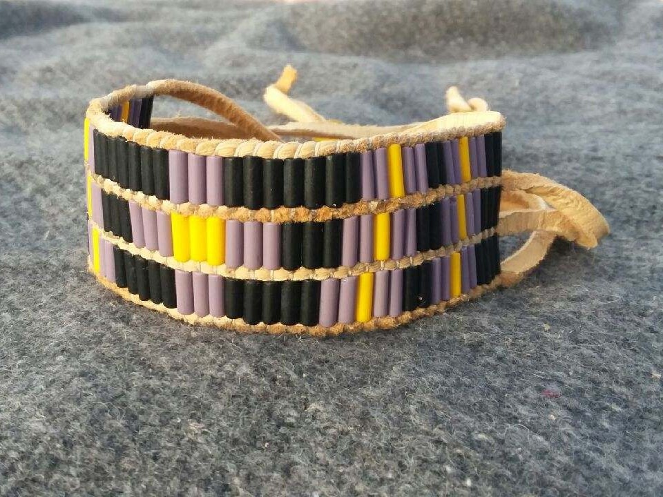 Handmade wampum cuff bracelet