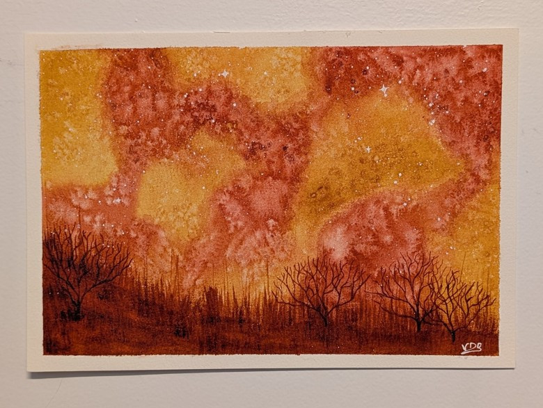 Desert Nebula Watercolor Painting