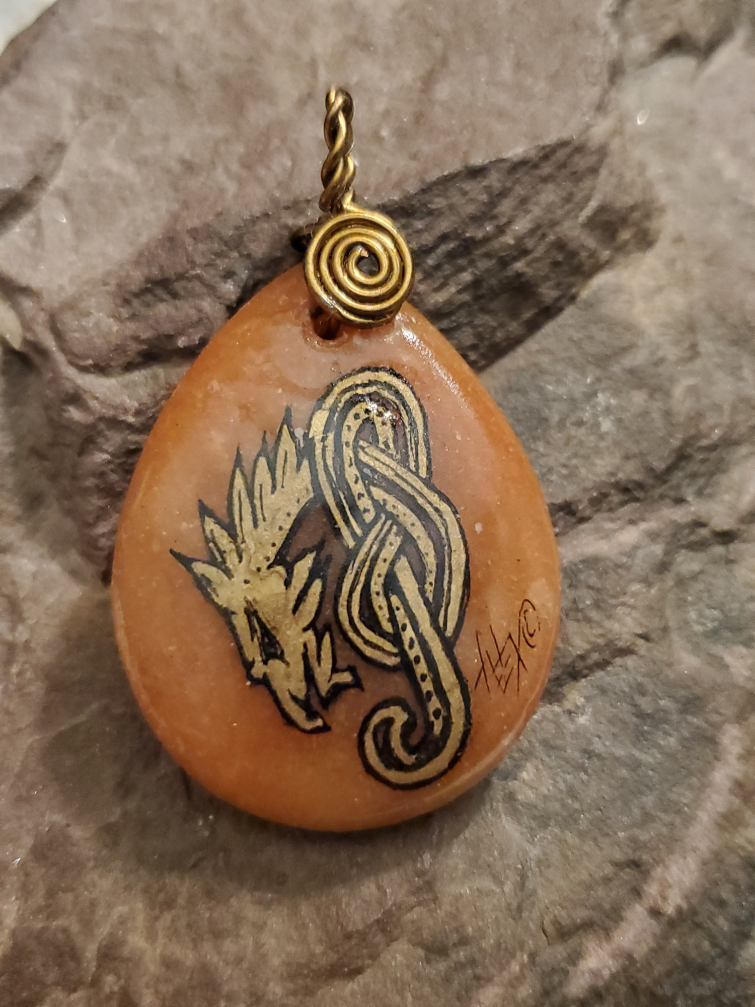 Celtic Dragon Agate Pendant
