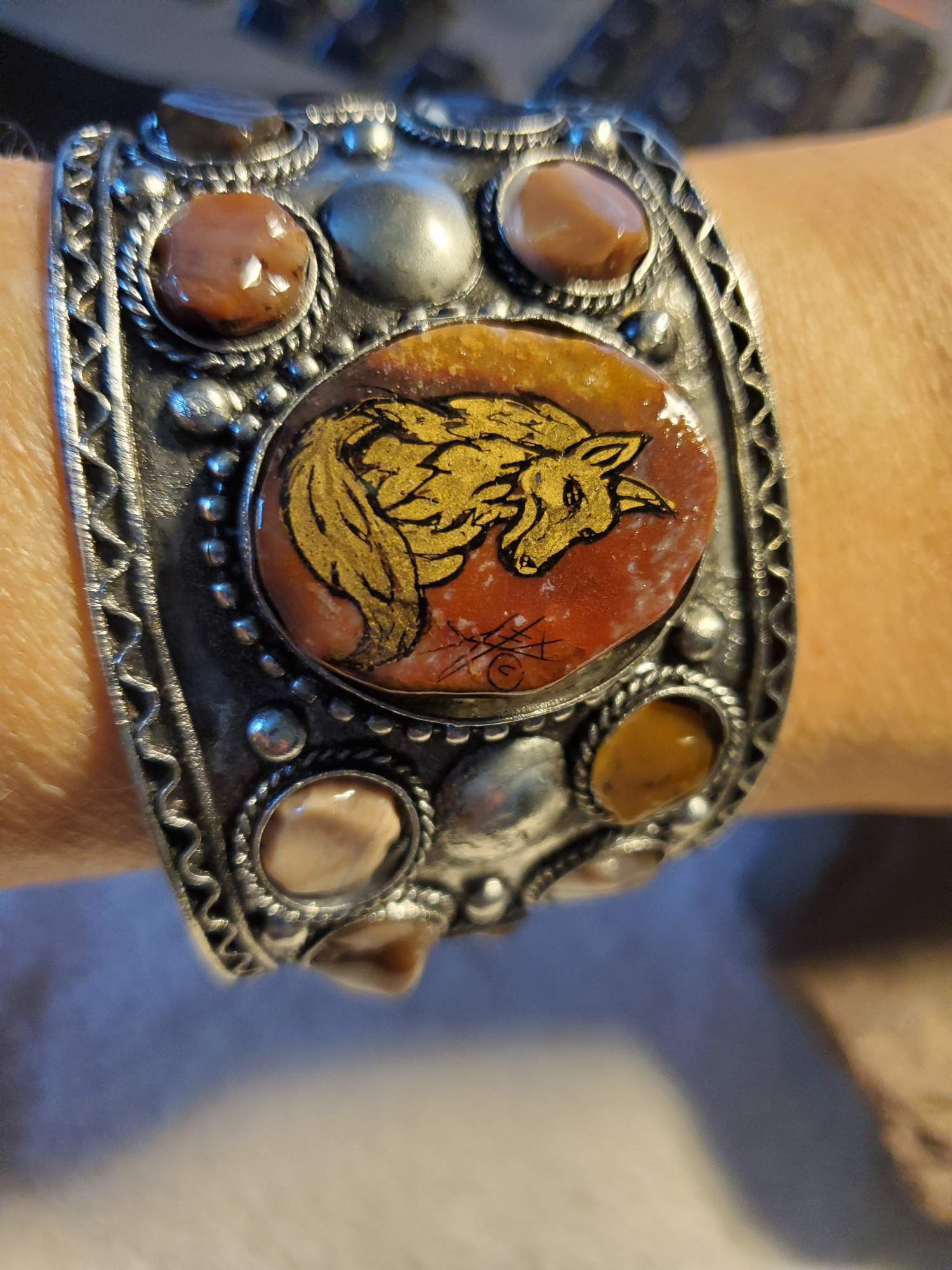 Fox Agate Cuff Bracelet
