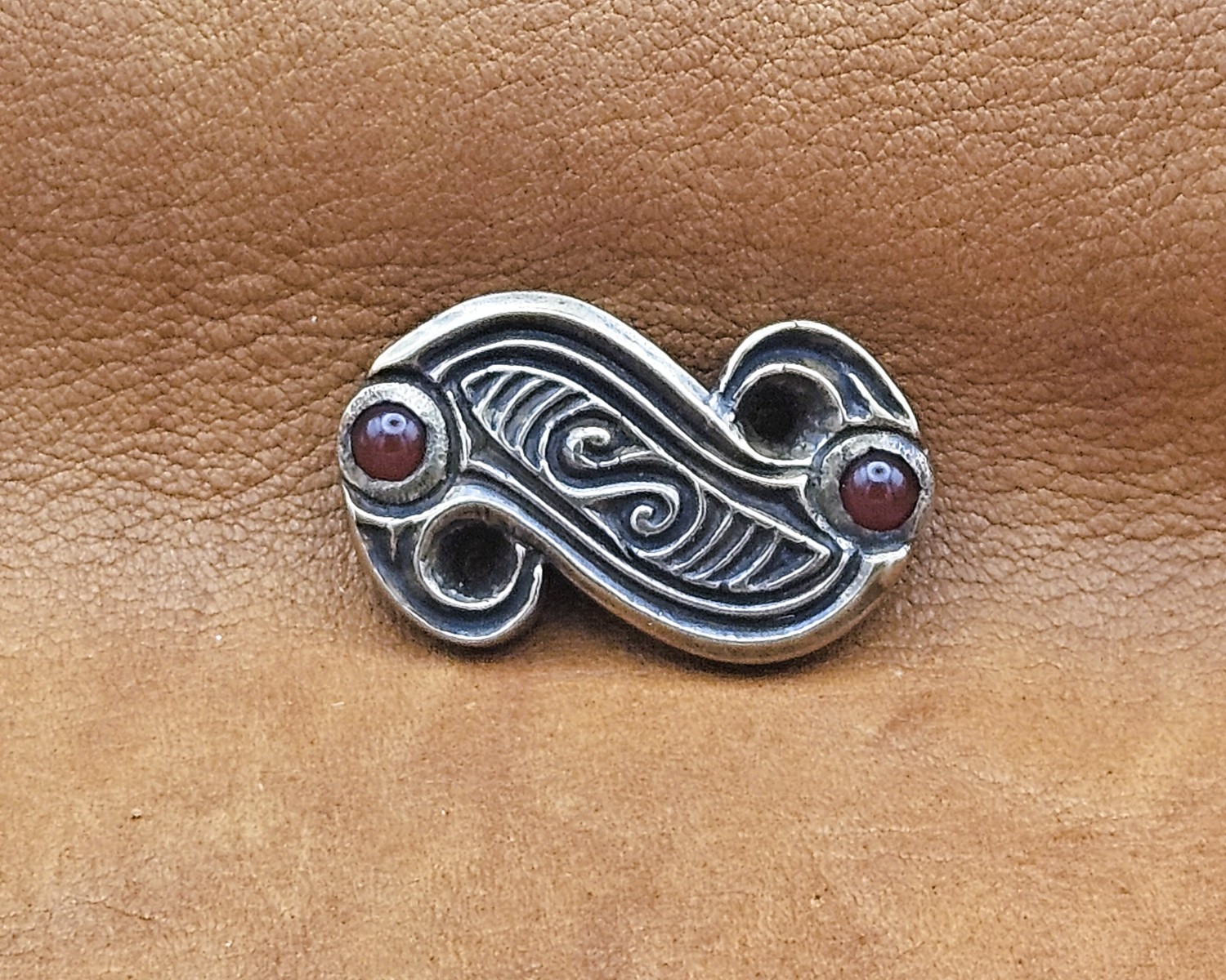 Frankish S-brooch - 6th-7th century, carnelian stone
