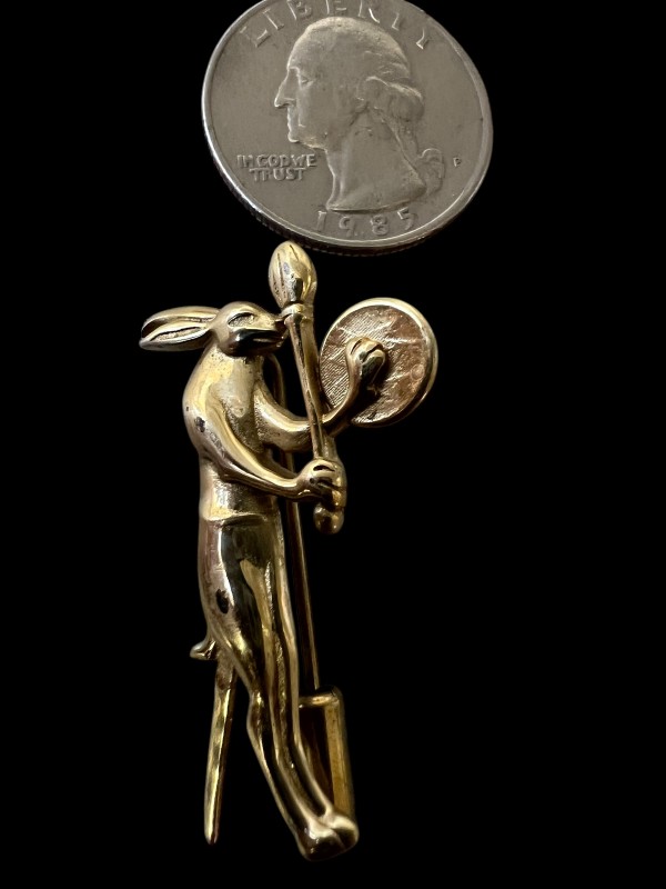 Battle Bunny #4 - 13th century - Mace & Buckler Bunny - Medieval-Style Pin - Bestiary
