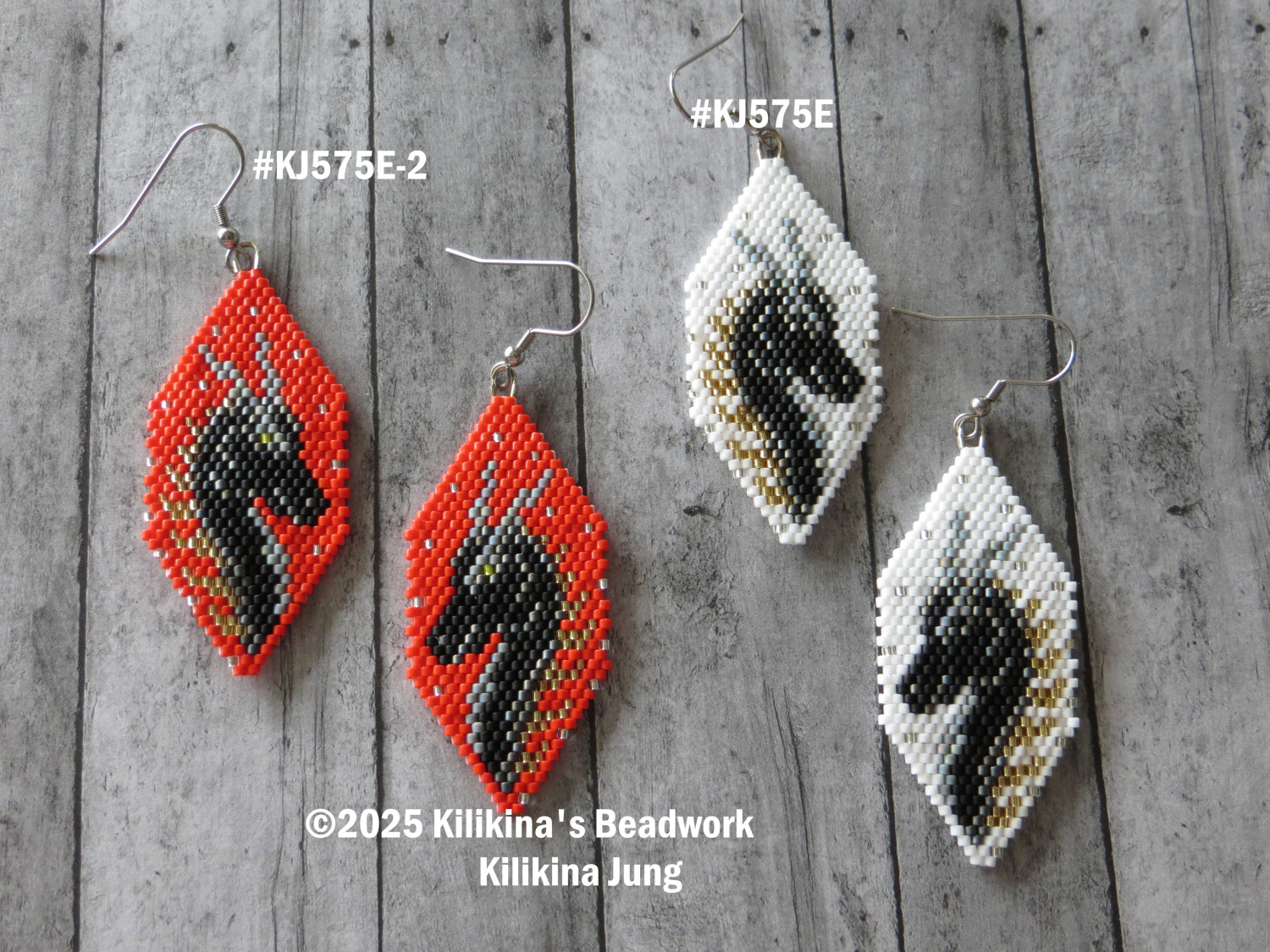 Dragon Earrings, Native American Style Beaded Dragon Earrings, Made by Kilikina