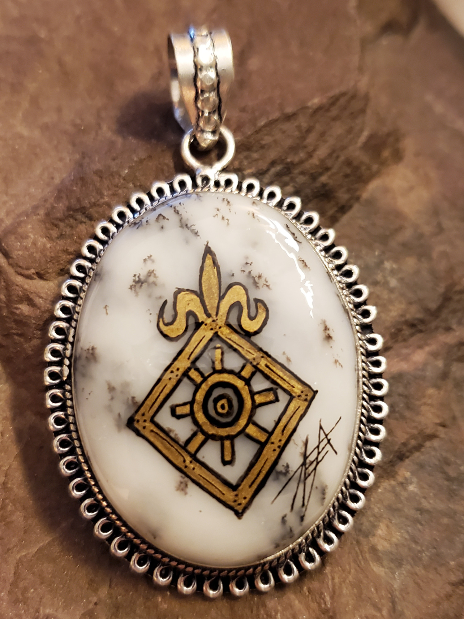 Order of the Mark Dentrite Opal in Sterling Silver