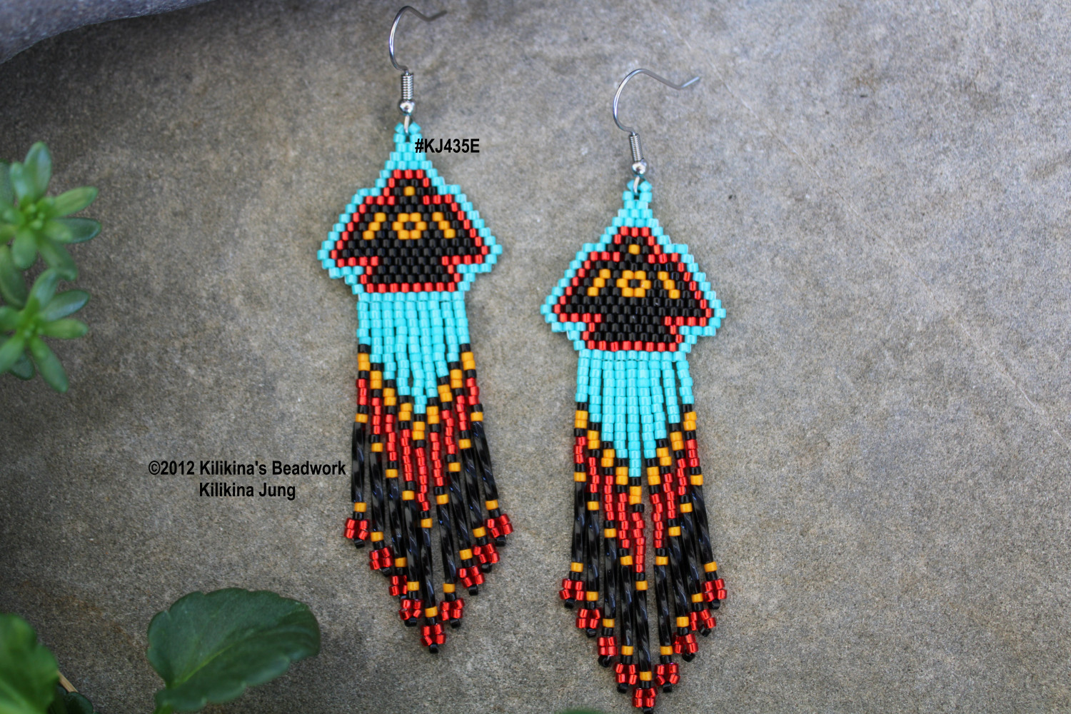 Native American Style Beaded Earrings - Beaded Thunderbird Earrings - Made by Kilikina