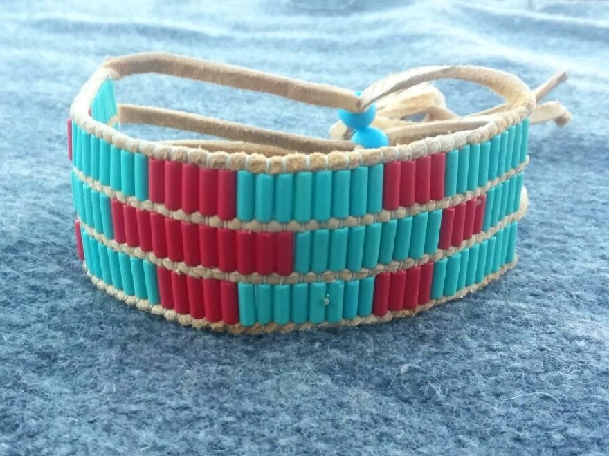 Handmade wampum cuff bracelet